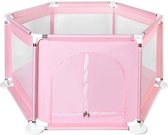 Opvouwbare speelbox voor kinderen - Babybox - Box - Playpen - Reisbox - Kruipbox - Veilige ronden hoeken - Roze