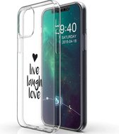 iPhone 12 Mini Hoesje Siliconen - iMoshion Design hoesje - Transparant / Zwart / Live Laugh Love