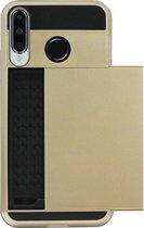 ADEL Kunststof Back Cover Hardcase Hoesje Geschikt Voor Huawei P30 Lite - Pasjeshouder Goud