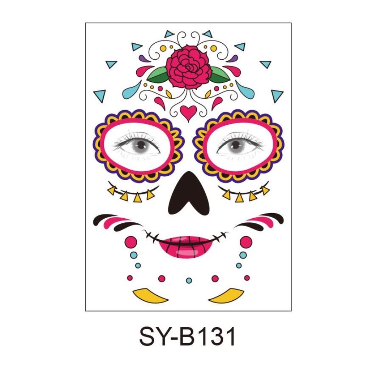 Halloween Neptattoos Muziekfeest Face -Carnaval-Plak Tattoos-tattoo stickers-1 Vel-B131