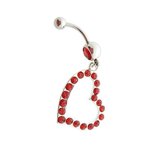 Navelpiercing groot hart rood chirurgisch staal volwassenen dames