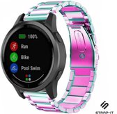 Strap-it Stalen schakel bandje - geschikt voor Garmin Vivoactive 4 45mm / Garmin Venu 2 - regenboog