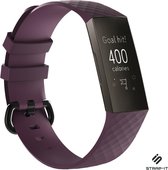 Siliconen Smartwatch bandje - Geschikt voor  Fitbit Charge 3 silicone band - paars - Maat: L - Strap-it Horlogeband / Polsband / Armband