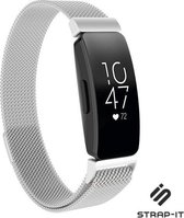 Milanees Smartwatch bandje - Geschikt voor Fitbit Inspire / Inspire HR / Inspire 2 Milanese band - zilver - Strap-it Horlogeband / Polsband / Armband - Maat: Maat L