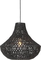 QAZQA lina - Retro Hanglamp eettafel - 1 lichts - Ø 48.5 cm - Zwart -  Woonkamer | Slaapkamer | Keuken