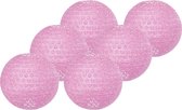 6x stuks luxe lampionnen roze met bloem motief 35 cm