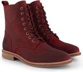 Travelin' Versailles Suede - Dames enkellaarsjes - Hoge veterschoenen - Rood leer - Maat 42