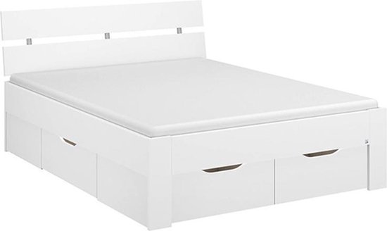 Verlating Mark Hectare Beter Bed Basic bed Dublin 2-persoons met hoofdbord en opbergladen - 160 x  200 cm - wit | bol.com