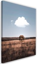Schilderij Eenzame boom, bruin/blauw, Premium print