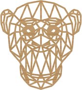 Geometrische Dieren Aap - Bamboe hout - S (25x28 cm) - Cadeau - Kinderen - Geschenk - Woon decoratie - Woonkamer - Slaapkamer - Geometrische wanddecoratie - WoodWideCities