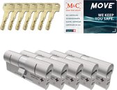 M&C Move - Cilinderslot - SKG*** - 5 STUKS GELIJKSLUITEND - 32x32 mm deurslot - Politiekeurmerk Veilig Wonen - Deurcilinder met 7 sleutels