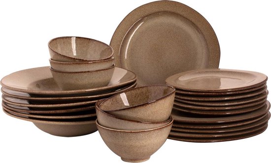 Palmer Serviesset Earth Stoneware 6-persoons 24-delig Bruin |