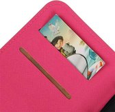 Cross Pattern TPU Bookstyle Wallet Case Hoesje Geschikt voor Huawei P8 Roze