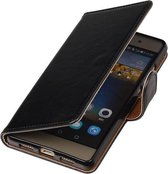 Zakelijke Book Case Telefoonhoesje Geschikt voor de Huawei P8 Lite - Portemonnee Hoesje - Pasjeshouder Wallet Case - Zwart
