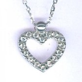Twice As Nice Halsketting in zilver, open hart met zirkonia  40 cm+5 cm