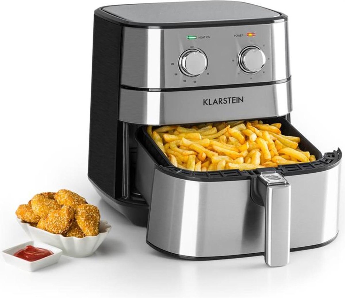 AeroVital heteluchtfriteuse 1700W 5,4 liter timer thermostaat hittebestendige behuizing rvs zilver