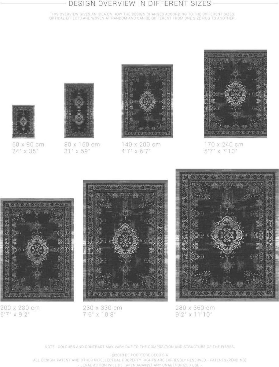 Louis de Poortere Vloerkleed Medallion Mineral Black 8263