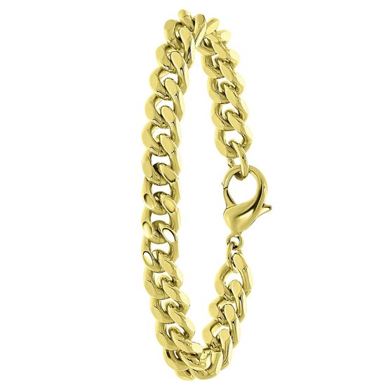 Lucardi Heren Goldplated armband met gourmetschakel 21cm - Goudkleurig -  Armband -... | bol.com