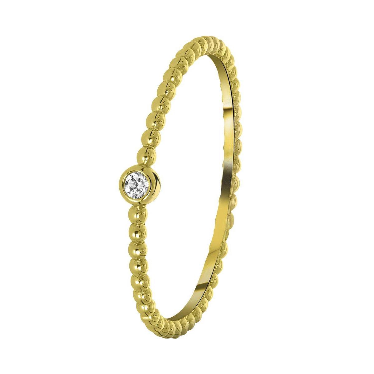 Lucardi - Dames Ring goldplated bolletjes met zirkonia - Ring - Cadeau - Echt Zilver - Goudkleurig