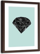 Foto in frame , Zwarte diamant , 80x120cm , zwart groen ,wanddecoratie