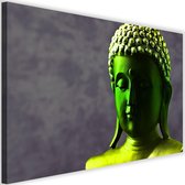 Schilderij Kalme boeddha groen/geel, 2 maten, Premium print