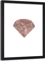 Foto in frame , Roze diamant , 80x120cm , wit roze , wanddecoratie
