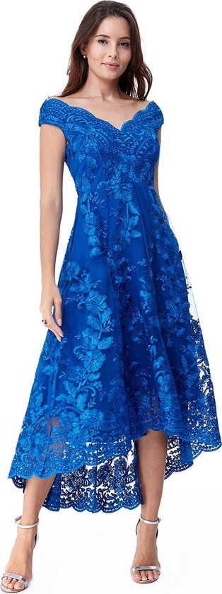 Stijlvolle jurk met kant - Maat 40 - Donkerblauw | bol