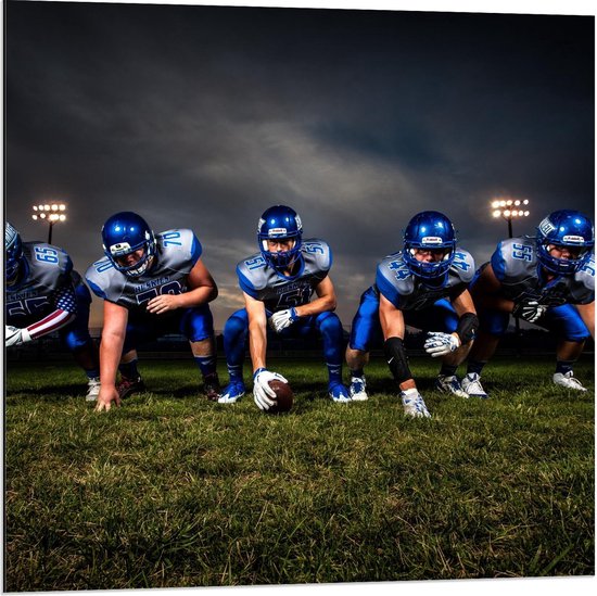 Dibond - Rugby Team met Donkere Achtergrond  - 80x80cm Foto op Aluminium (Met Ophangsysteem)