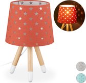 Relaxdays nachtlamp kind - tafellamp sterren - driepoots lamp - E14 fitting - kinderlamp - rood