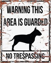 D&D Waakbord / Warning sign square bull terrier gb Wit 20x25cm
