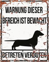 D&D Waakbord / Warning sign square dachshund de Wit 20x25cm