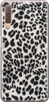 Samsung Galaxy A7 2018 hoesje siliconen - Luipaard grijs - Soft Case Telefoonhoesje - Luipaardprint - Grijs