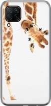 Huawei P40 Lite hoesje - Giraffe kiekeboe | Huawei P40 Lite  case | Siliconen TPU hoesje | Backcover Transparant