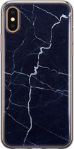 iPhone X/XS hoesje siliconen - Marmer Navy - Soft Case Telefoonhoesje - Marmer - Transparant, Blauw