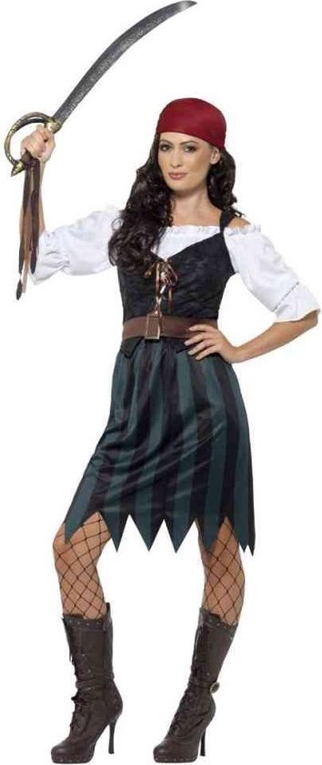 Smiffy's - Piraat & Viking Kostuum - Klassieke Zwarte Pirate - Vrouw - Zwart - Extra Small - Carnavalskleding - Verkleedkleding