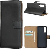 Sony Xperia 10 II Book Case Hoesje Wallet Kunst Leer Zwart