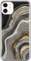 iPhone 11 hoesje siliconen - Marble agate - Soft Case Telefoonhoesje - Print / Illustratie - Transparant, Goud
