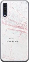 Leuke Telefoonhoesjes - Hoesje geschikt voor Samsung Galaxy A50 - Today I choose joy - Soft case - TPU - Tekst - Grijs