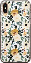 iPhone X/XS hoesje siliconen - Lovely flowers - Soft Case Telefoonhoesje - Bloemen - Transparant, Geel