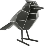 Present Time Ornament Bird - Zwart, Witte strepen - 18x9x22,5cm - Scandinavisch