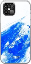 iPhone 12 Pro Max Hoesje Transparant TPU Case - Blue Brush Stroke #ffffff