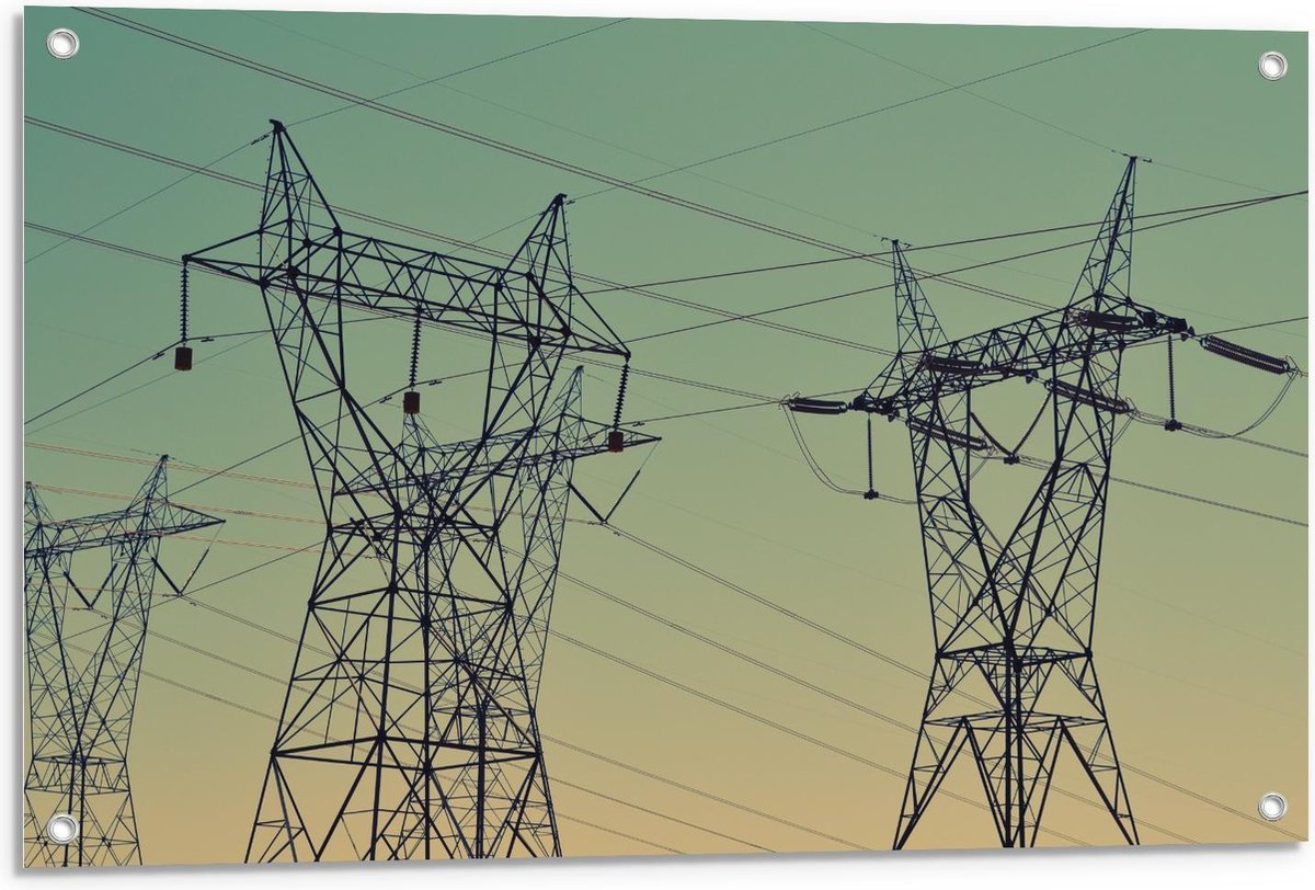 Tuinposter – Elektriciteit palen - 90x60cm Foto op Tuinposter (wanddecoratie voor buiten e