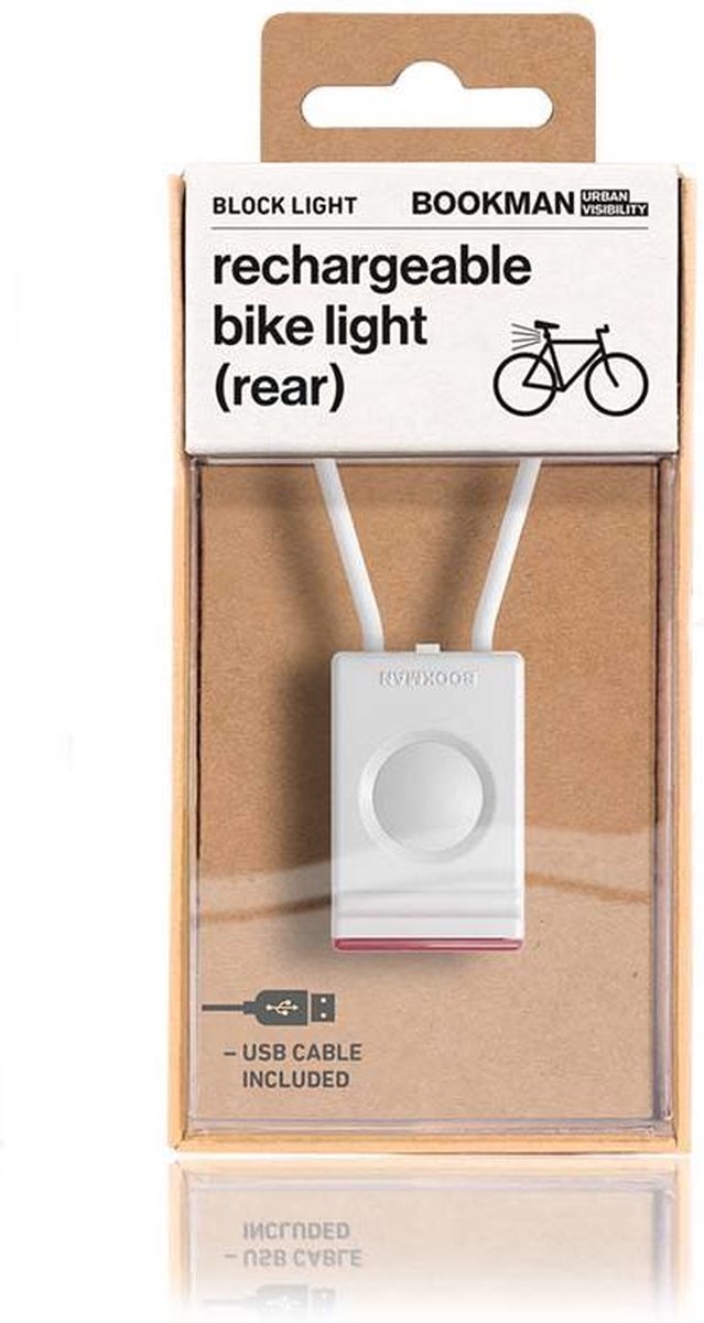 Bookman Block Fietsverlichting - LED Achterlicht - Oplaadbaar via USB - Compact Design - Wit