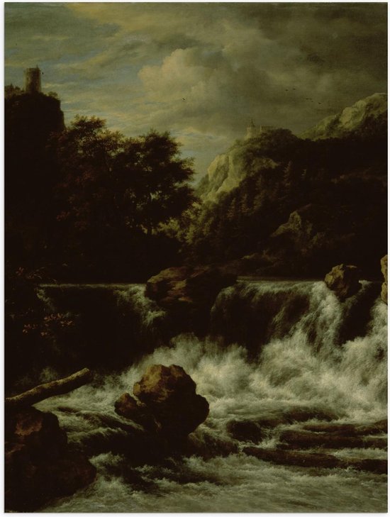Poster – Oude meesters - Berglandschap met waterval, Jacob Isaacksz v Ruisdael - 30x40cm Foto op Posterpapier