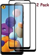Samsung Galaxy A21S Full Cover 2Pack Screenprotector / tempered glazen Zwart