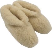 wollen sloffen 100% wol pantoffels -wit met omslag- maat 40