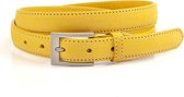 JV Belts Gele nubuck dames riem - dames riem - 2.5 cm breed - Geel - Echt Leer/Nubuck - Taille: 90cm - Totale lengte riem: 105cm