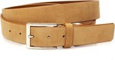 Nubuck riem zandkleurig unisex 3.5 cm breed - Zwart - Casual - Echt Leer/Nubuck - Taille: 105cm - Totale lengte riem: 120cm