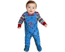 Smiffys - Chucky Baby Kinder Kostuum - 9-12 maanden - Blauw/Rood