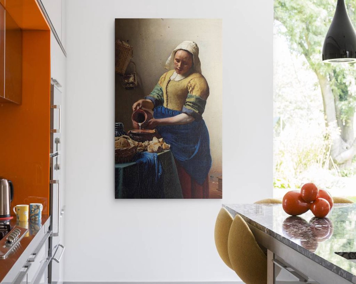 Johannes Vermeer Melkmeisje - Schilderij 70 x 118 cm | bol.com